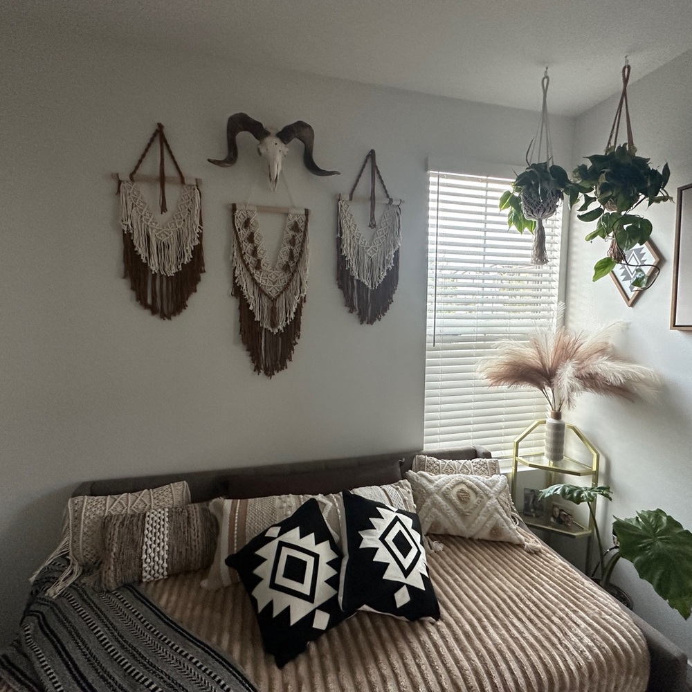 Bohemian Brown and Cream Macrame Wall Hanging Set